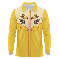 Western Yoke Long Sleeve Polo Shirt Toucan Cowboy Style - Wonder Print Shop