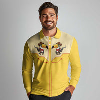 Western Yoke Long Sleeve Polo Shirt Toucan Cowboy Style - Wonder Print Shop