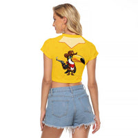 Western Yoke Raglan Cropped T Shirt Toucan Cowboy Style - Wonder Print Shop