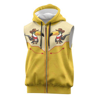 Western Yoke Sleeveless Zip Hoodie Toucan Cowboy Style - Wonder Print Shop