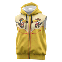 Western Yoke Sleeveless Zip Hoodie Toucan Cowboy Style - Wonder Print Shop
