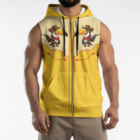 Western Yoke Sleeveless Zip Hoodie Toucan Cowboy Style - Wonder Print Shop
