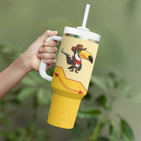 Western Yoke Tumbler With Handle Toucan Cowboy Style - Wonder Print Shop