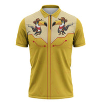 Western Yoke Zipper Polo Shirt Toucan Cowboy Style - Wonder Print Shop
