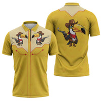 Western Yoke Zipper Polo Shirt Toucan Cowboy Style - Wonder Print Shop