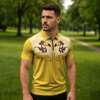 Western Yoke Zipper Polo Shirt Toucan Cowboy Style - Wonder Print Shop