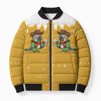 Western Yoke Bomber Puffer Jacket Drunk Parrot Cowboy Style - Wonder Print Shop