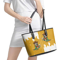 Western Yoke Leather Tote Bag Drunk Parrot Cowboy Style - Wonder Print Shop