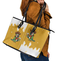 Western Yoke Leather Tote Bag Drunk Parrot Cowboy Style - Wonder Print Shop