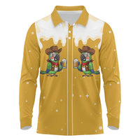 Western Yoke Long Sleeve Polo Shirt Drunk Parrot Cowboy Style - Wonder Print Shop