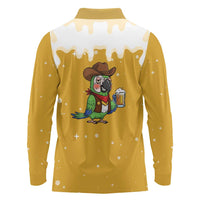 Western Yoke Long Sleeve Polo Shirt Drunk Parrot Cowboy Style - Wonder Print Shop
