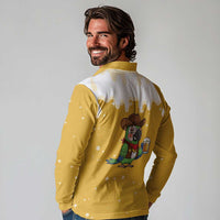 Western Yoke Long Sleeve Polo Shirt Drunk Parrot Cowboy Style - Wonder Print Shop