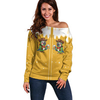 Western Yoke Off Shoulder Sweater Drunk Parrot Cowboy Style - Wonder Print Shop