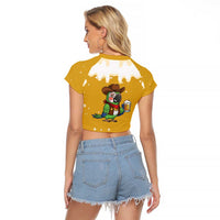 Western Yoke Raglan Cropped T Shirt Drunk Parrot Cowboy Style - Wonder Print Shop