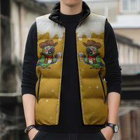 Western Yoke Sleeveless Puffer Jacket Drunk Parrot Cowboy Style - Wonder Print Shop