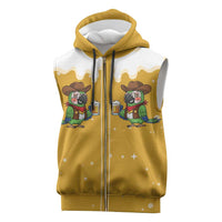 Western Yoke Sleeveless Zip Hoodie Drunk Parrot Cowboy Style - Wonder Print Shop
