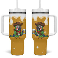 Western Yoke Tumbler With Handle Drunk Parrot Cowboy Style - Wonder Print Shop