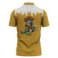 Western Yoke Zipper Polo Shirt Drunk Parrot Cowboy Style - Wonder Print Shop