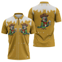 Western Yoke Zipper Polo Shirt Drunk Parrot Cowboy Style - Wonder Print Shop