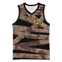 African Halloween Egypt Mummy Wrap Basketball Jersey Golden Winged Scarab Badge