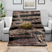 African Halloween Egypt Mummy Wrap Blanket Golden Winged Scarab Badge