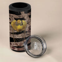 African Halloween Egypt Mummy Wrap 4 in 1 Can Cooler Tumbler Golden Winged Scarab Badge