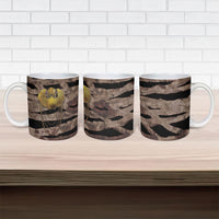 African Halloween Egypt Mummy Wrap Ceramic Mug Golden Winged Scarab Badge