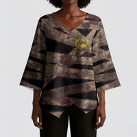 African Halloween Egypt Mummy Wrap Kimono Sleeve Blouse Golden Winged Scarab Badge
