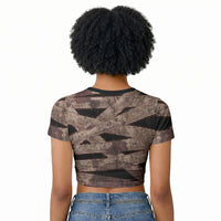 African Halloween Egypt Mummy Wrap Raglan Cropped T shirt Golden Winged Scarab Badge