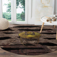 African Halloween Egypt Mummy Wrap Round Carpet Golden Winged Scarab Badge