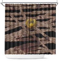 African Halloween Egypt Mummy Wrap Shower Curtain Golden Winged Scarab Badge
