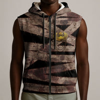 African Halloween Egypt Mummy Wrap Sleeveless Zip Hoodie Golden Winged Scarab Badge