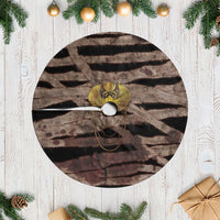 African Halloween Egypt Mummy Wrap Tree Skirt Golden Winged Scarab Badge