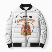Halloween Ready For Candy Corn Bomber Puffer Jacket Creepy Ant Trail