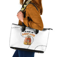 Halloween Ready For Candy Corn Leather Tote Bag Creepy Ant Trail