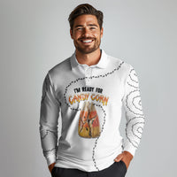 Halloween Ready For Candy Corn Long Sleeve Polo Shirt Creepy Ant Trail