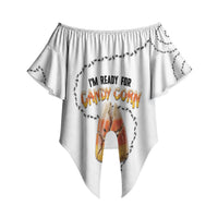 Halloween Ready For Candy Corn Off Shoulder Wrap Waist Top Creepy Ant Trail