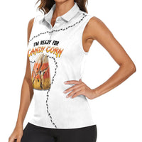 Halloween Ready For Candy Corn Women Sleeveless Polo Shirt Creepy Ant Trail