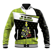 Personalized Tennis Christmas Baseball Jacket Ho Ho Hold My Racquet - Wonder Print Shop