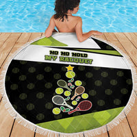 Tennis Christmas Beach Blanket Ho Ho Hold My Racquet - Wonder Print Shop