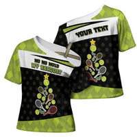 Personalized Tennis Christmas Cross Shoulder Shirt Ho Ho Hold My Racquet - Wonder Print Shop