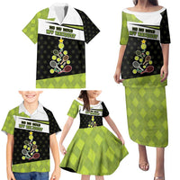 Personalized Tennis Christmas Family Matching Puletasi and Hawaiian Shirt Ho Ho Hold My Racquet - Wonder Print Shop