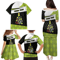 Personalized Tennis Christmas Family Matching Puletasi and Hawaiian Shirt Ho Ho Hold My Racquet - Wonder Print Shop