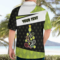 Personalized Tennis Christmas Hawaiian Shirt Ho Ho Hold My Racquet - Wonder Print Shop