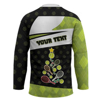 Personalized Tennis Christmas Hockey Jersey Ho Ho Hold My Racquet - Wonder Print Shop