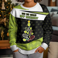 Personalized Tennis Christmas Kid Ugly Christmas Sweater Ho Ho Hold My Racquet - Wonder Print Shop