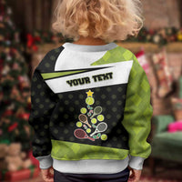 Personalized Tennis Christmas Kid Ugly Christmas Sweater Ho Ho Hold My Racquet - Wonder Print Shop