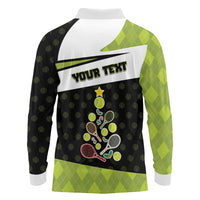 Personalized Tennis Christmas Long Sleeve Polo Shirt Ho Ho Hold My Racquet - Wonder Print Shop