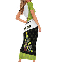 Personalized Tennis Christmas Short Sleeve Bodycon Dress Ho Ho Hold My Racquet - Wonder Print Shop