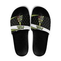Tennis Christmas Slide Sandals Ho Ho Hold My Racquet - Wonder Print Shop